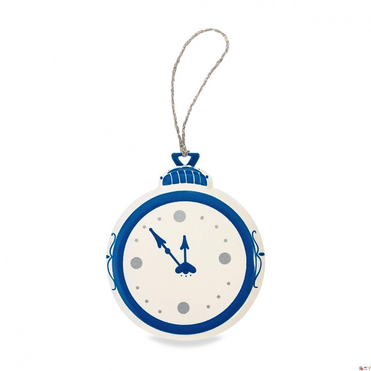 Металлическая ёлочная игрушка Часы (синий) 113155 Lukno LGMNY-0164B 