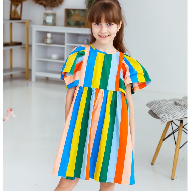 Платье (разноцветная полоска) 103975 Tinycottons SS23-152 108 