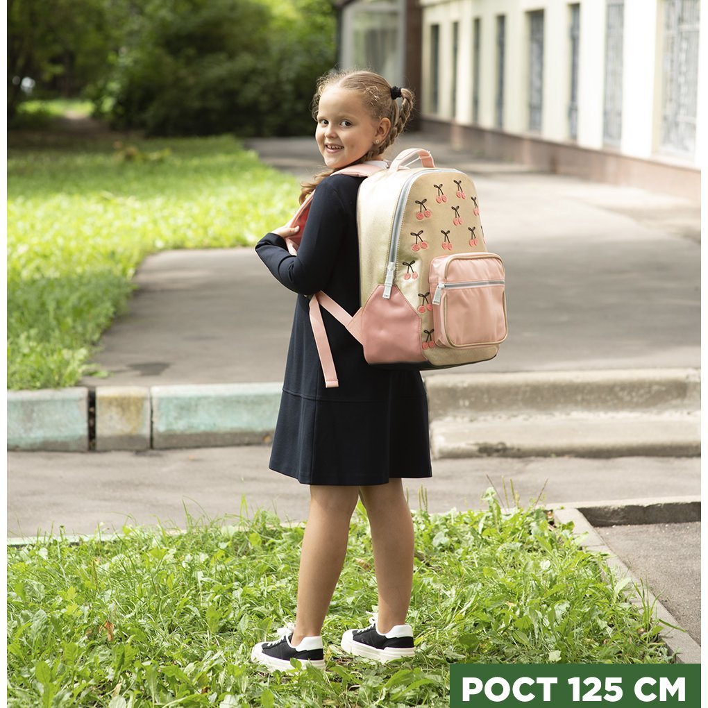 Уценка, затяжка. Рюкзак Backpack Bobbie Cherry Pompon (золотой с вишенками) 111178