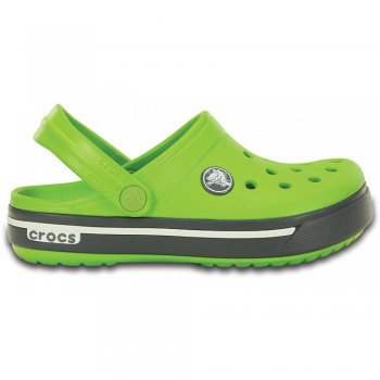 Фото 2 Сабо Crocband II.5 Clog Kids (салатовый с серой полосой) 22913 Crocs 12837-39M