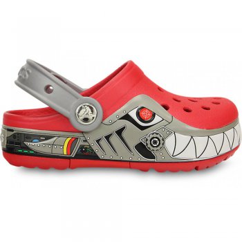 Фото 2 Сабо мигающие CrocsLights Robo Shark Clog PS (красный с акулой) 23063 Crocs 15362-645