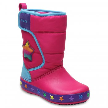 Сапоги с липучкой CrocsLodgePt Lights Star (розовый со звездой) 45320 Crocs 204723-911 