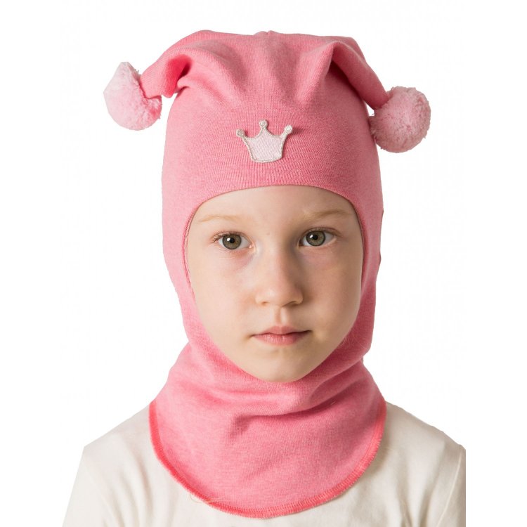 Kivat Шапка-шлем хлопковый с помпонами (розовый)