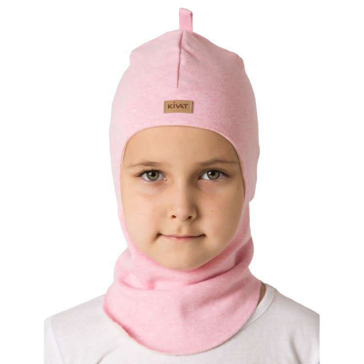 Kivat Шапка-шлем хлопковый (розовый меланж)