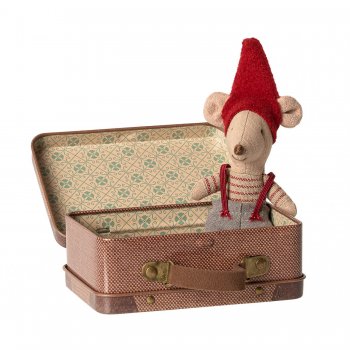 Фото 3 Мышонок рождественский в чемодане, младший брат (14 см) 61113 Maileg 14-9700-01