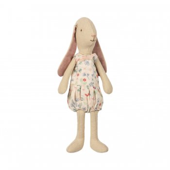 Заяц девочка в розовом комбинезоне в цветочек размера мини (22 см) 52992 Maileg 16-8125-01 