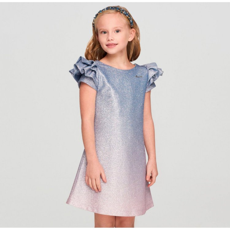 Choupette Платье нарядное с глитером (розово-голубой градиент)