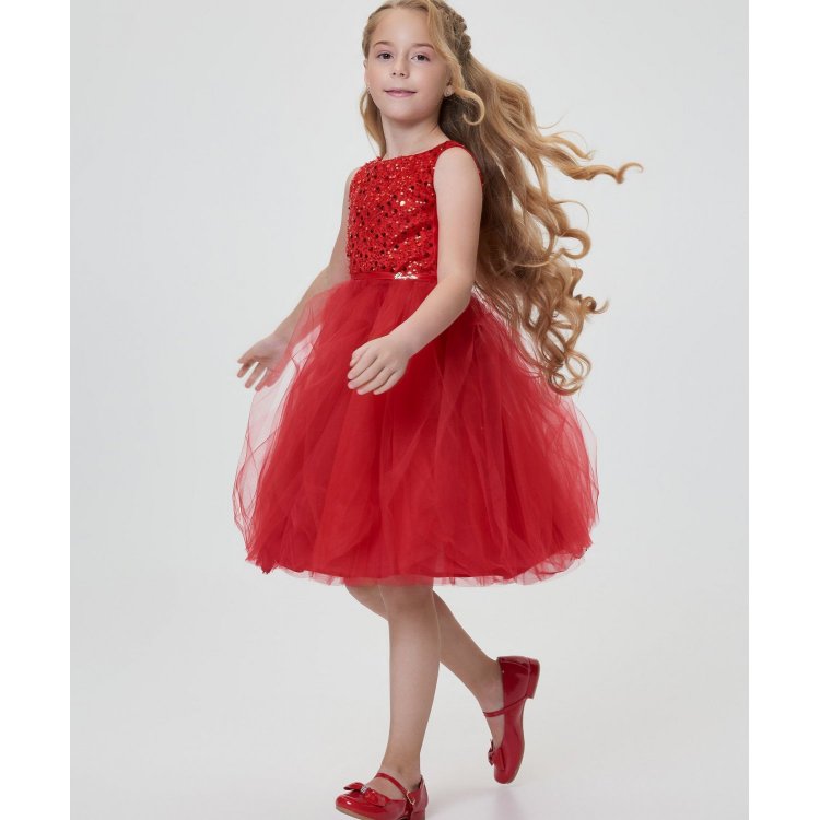 Choupette Платье с пайетками и пышной юбкой (красный)