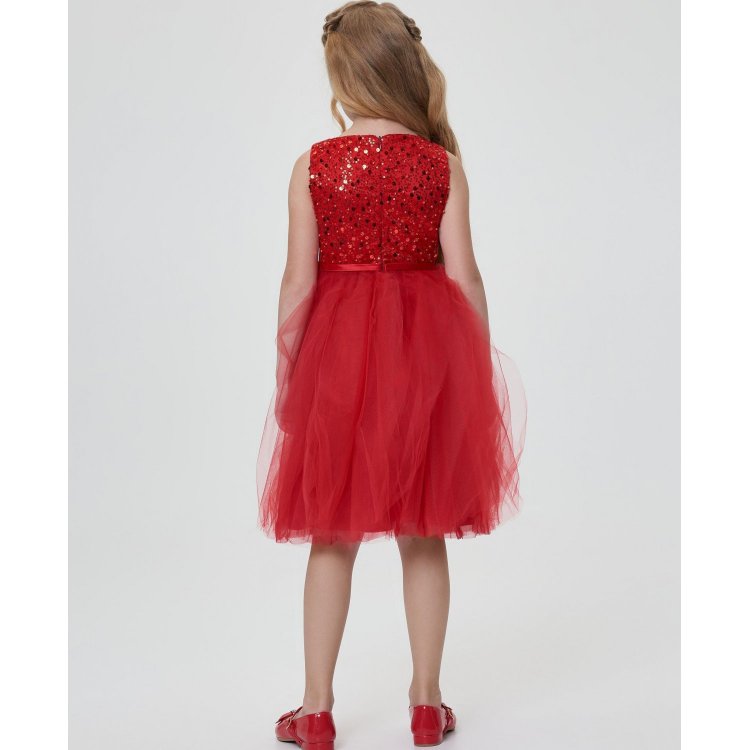 Фото 5 Платье с пайетками и пышной юбкой (красный) 112729 Choupette 1538 43