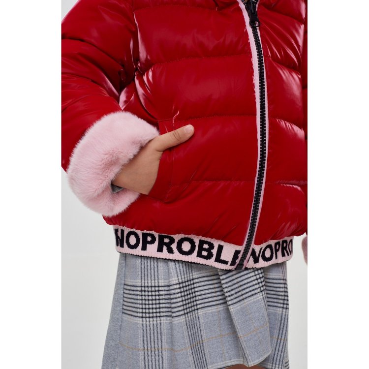 Фото 4 Куртка Choupette двухсторонняя с крупной вышивкой (розовый с красным с жирафом) 92582 Choupette 699 20
