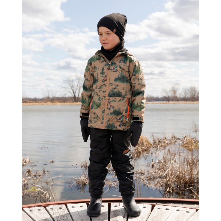 Комплект 3 в 1: куртка+брюки+толстовка флисовая (бежевый с черным)