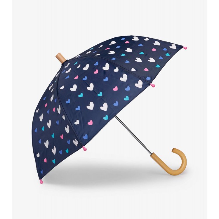 Hatley Зонт, меняющий цвет под дождем (темно-синий с сердцами)