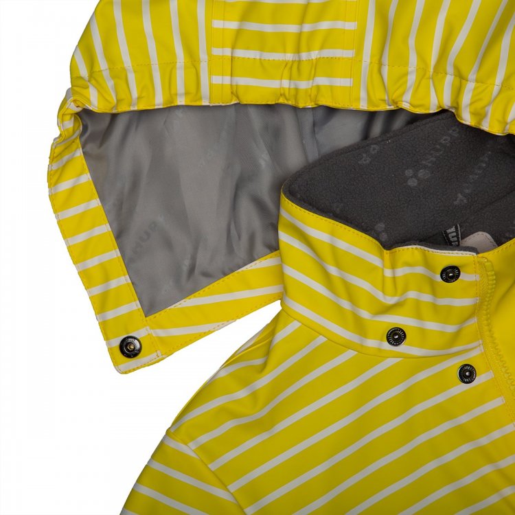 Фото 4 Куртка-дождевик прорезиненная на флисе JACKIE  (желтый в полоску) 81497 Huppa 18130000 00102