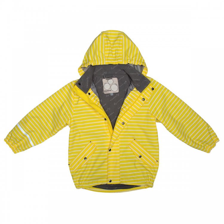 Фото 6 Куртка-дождевик прорезиненная на флисе JACKIE  (желтый в полоску) 81497 Huppa 18130000 00102