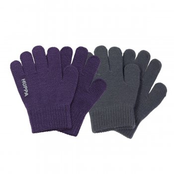 Huppa Вязаные перчатки LEVI 2 пары (фиолетовый/темно-серый)