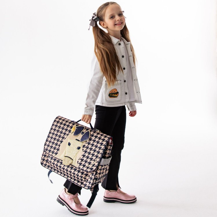 Фото 9 Портфель Jeune Premier It Bag Midi Houndstooth Horse (бежевый с синим) 119233 Jeune Premier ITD24212