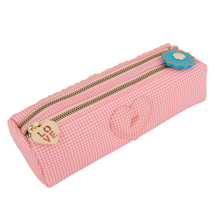 Jeune Premier Пенал Pencil Case Double Vichy Love Pink (розовый)
