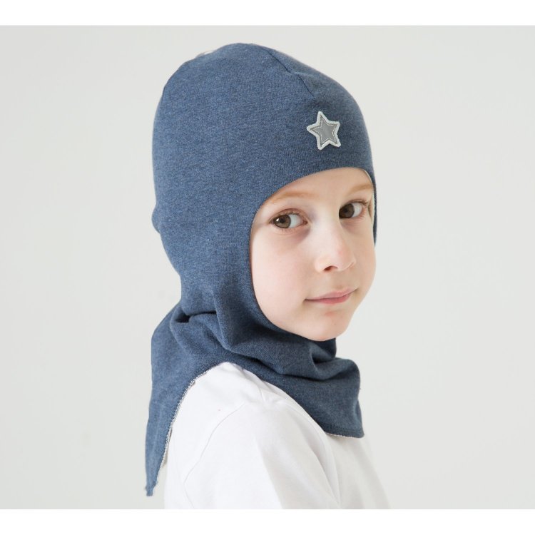 Фото 2 Шапка-шлем Kivat хлопковый со вставками со звездой (синий меланж) 83577 Kivat 431 MEL68 V