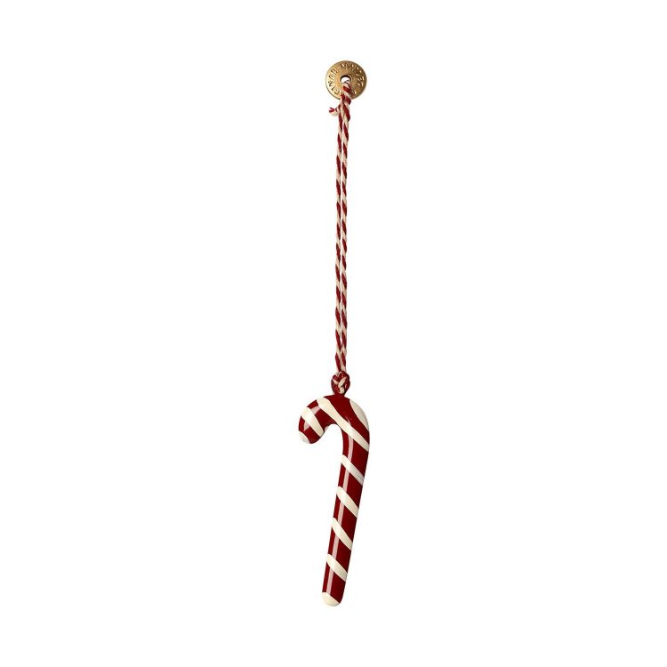 Maileg Металлическая елочная игрушка Сахарная трость, в полоску (красный)