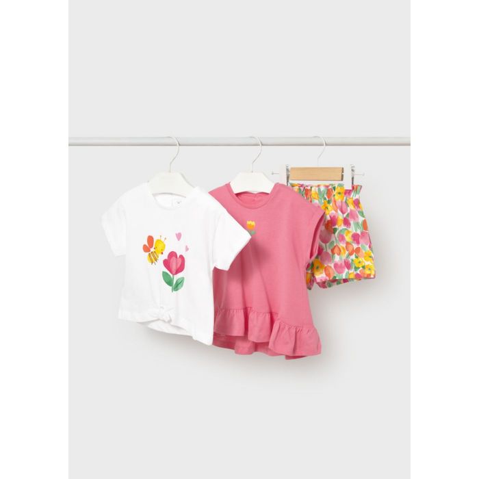 Комплект: 2 футболки и шорты (розовый)