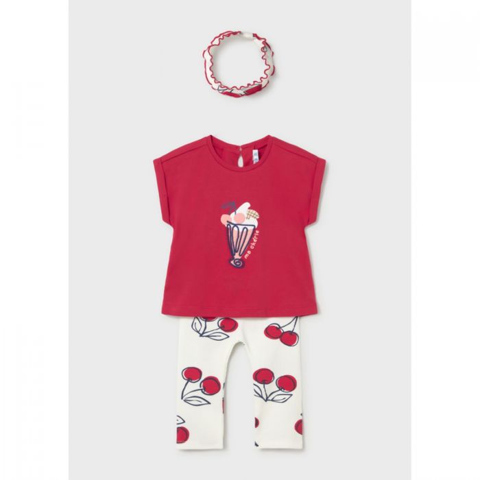 Комплект: футболка, легинсы, ободок (красный)