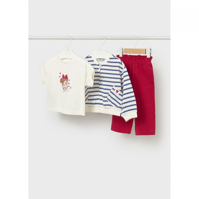 Комплект: футболка+брюки+кардиган (красный)