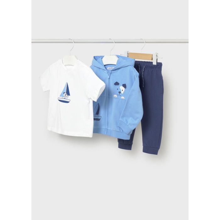 Комплект: толстовка+футболка+спортивные брюки (голубой)