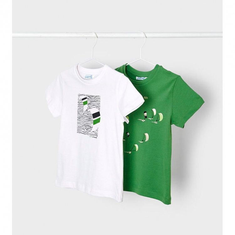 Mayoral Комплект: 2 футболки (зеленый/белый)
