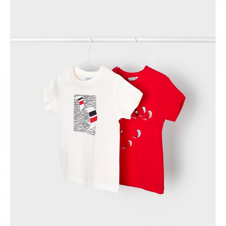 Mayoral Комплект: 2 футболки (красный/белый)