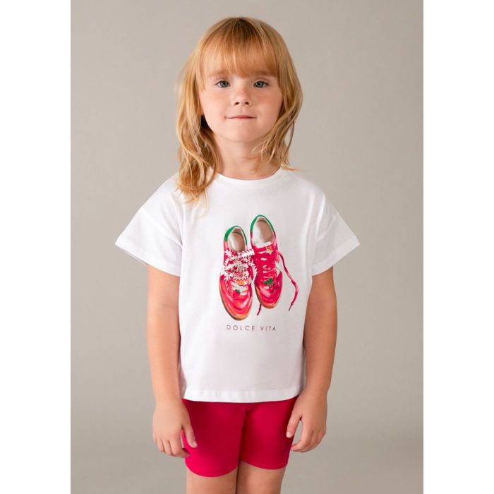 Комплект: футболка+шорты (белый/красный)