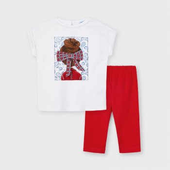 Mayoral Комплект: футболка, леггинсы (белый, красный)