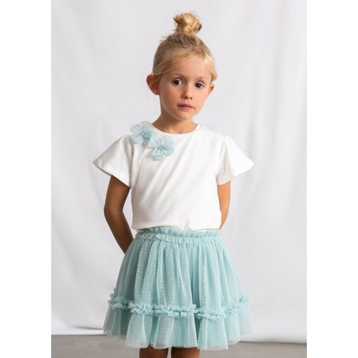 Комплект: футболка+юбка (серо-голубой)