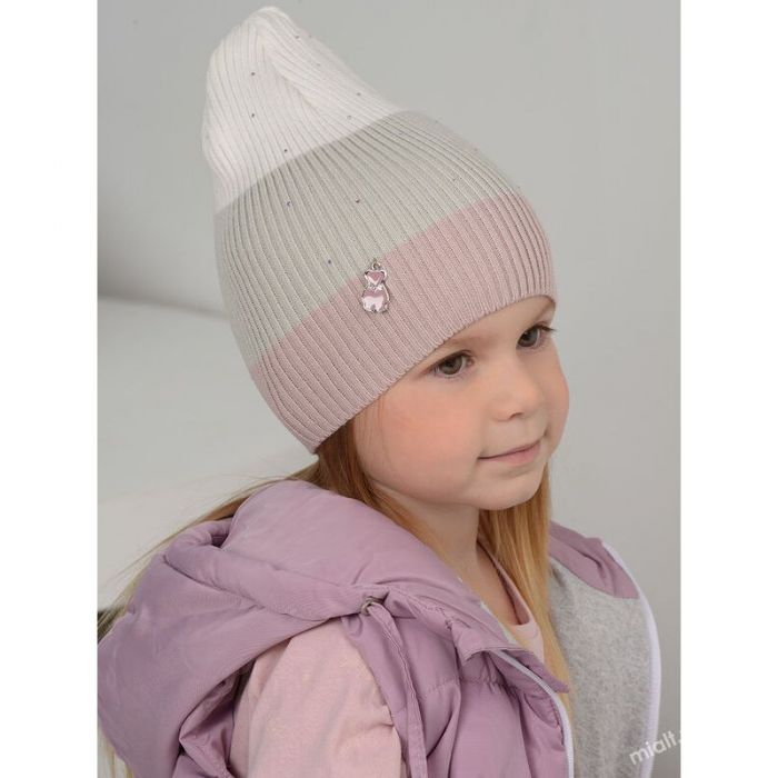 Шапка Акварель (бежево-розовый+белый)