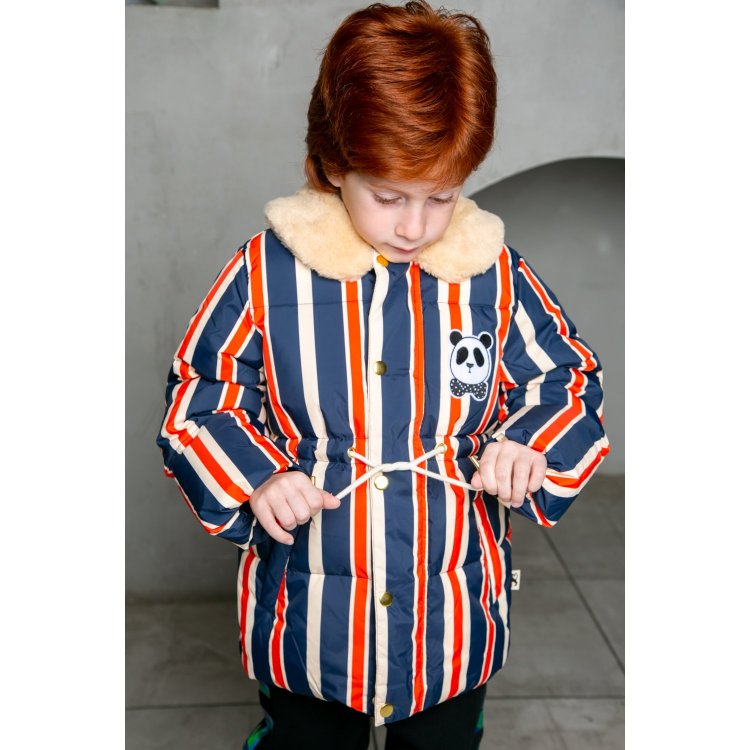 Куртка Mini Rodini утепленная Panda (синий в полоску) 91518 Mini Rodini 2271011067 