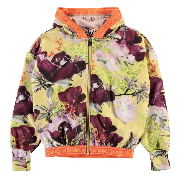 Molo Куртка-ветровка для спорта легкая Ophelia Orchid (желтая с цветами)