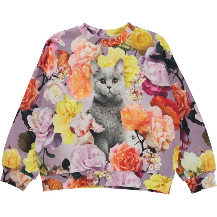 Molo Толстовка Maxi Rosegarden Cat (фиолетовый с цветами и котом)