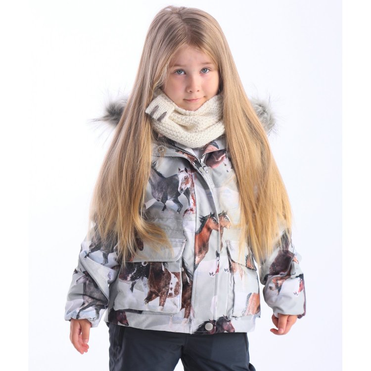 Molo Куртка Cathy Fur Winter Horses (лошади в снегу)