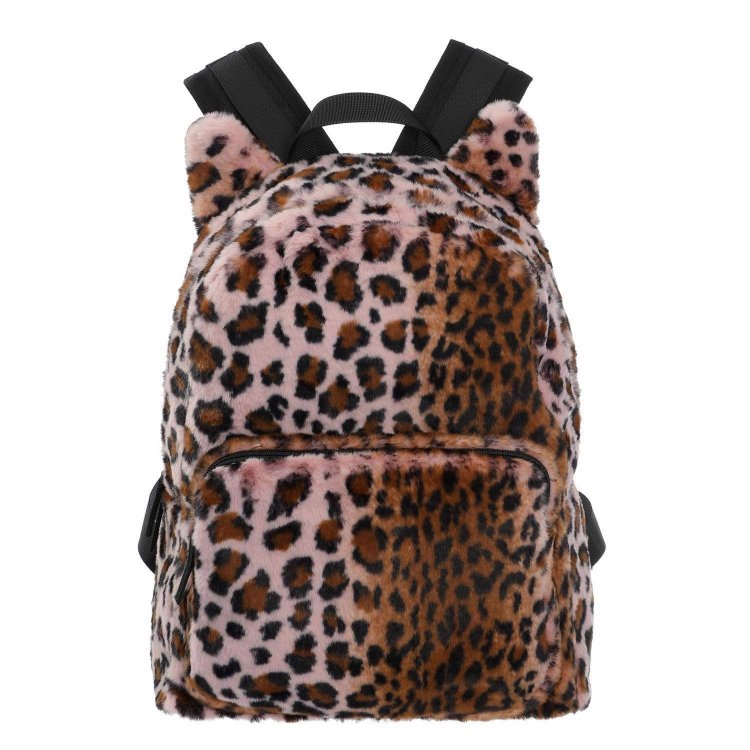 Molo Рюкзак Furry для школьников и подростков Pink Leopard (меховой розовый леопард)