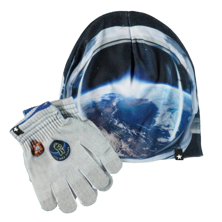 Molo Комплект: шапка, перчатки Kaya Space (синий с белым)