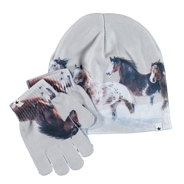 Molo Комплект: шапка, перчатки Kaya Horses (серый)