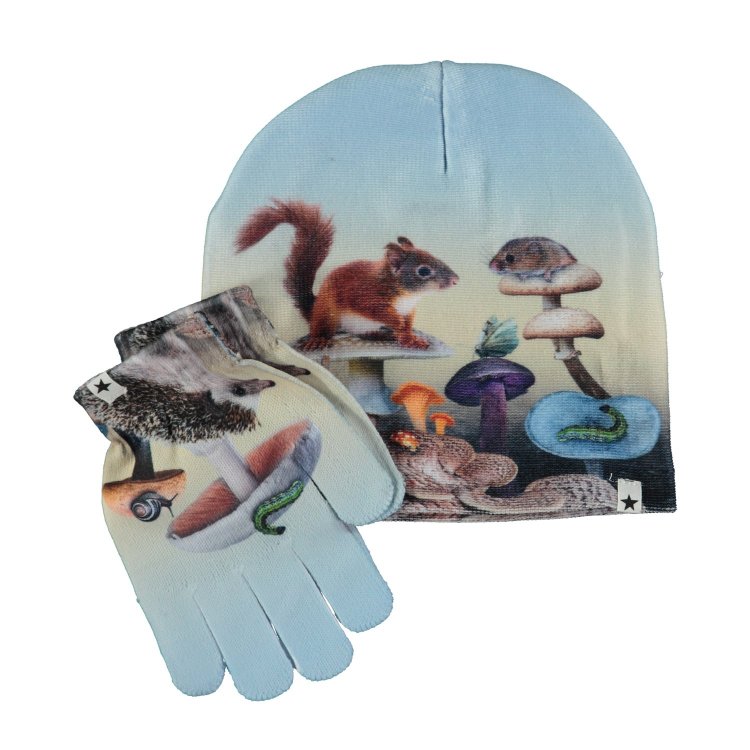 Molo Комплект: шапка, перчатки Kaya Fungi Forest (голубой)