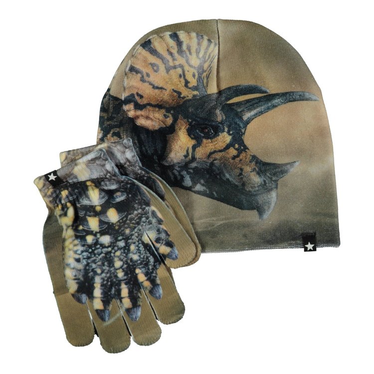 Molo Комплект: шапка, перчатки Kaya Dino Friends (коричневый)