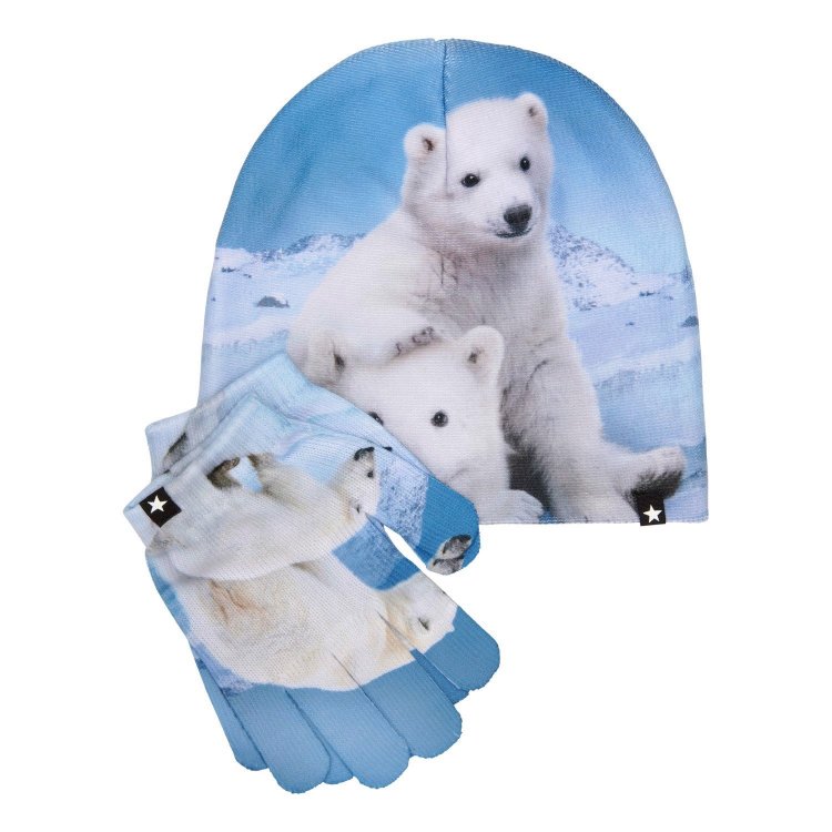 Molo Комплект: шапка + перчатки Kaya Polar Cubs (медведи)