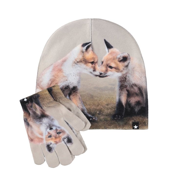Molo Комплект: Шапка  + перчатки Kaya Fox Cubs (лисы)