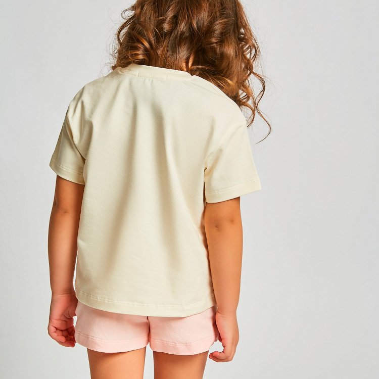Фото 6 Пижама Rita Romani Слоны: футболка + шорты (бежево-розовый с принтом) 119762 Rita Romani 8062-1