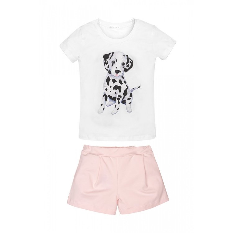 Rita Romani Пижама: футболка + шорты (белый со щенками)