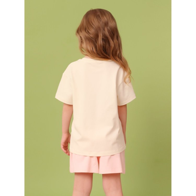 Фото 3 Пижама: футболка + шорты (бежевый с розовым) 119770 Rita Romani 8096