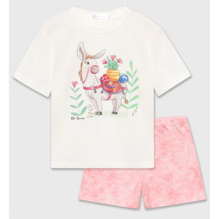 Rita Romani Пижама: футболка + шорты (белый с розовым)