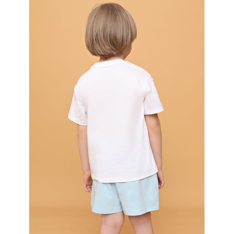Фото 3 Пижама: футболка + шорты (бело-голубой с лисом) 119798 Rita Romani 8607