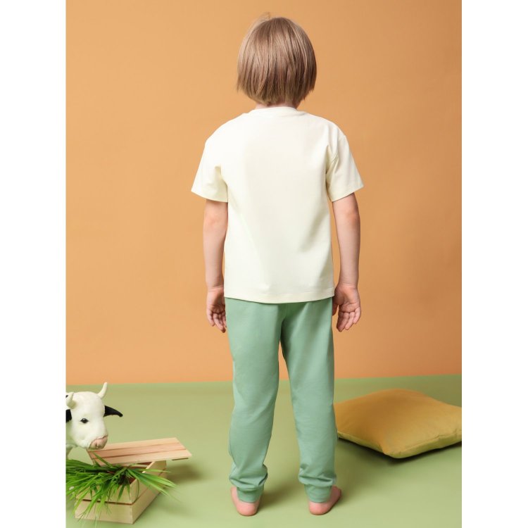 Фото 4 Пижама: футболка + штаны Ферма (бежевый с зеленым) 119810 Rita Romani 8651